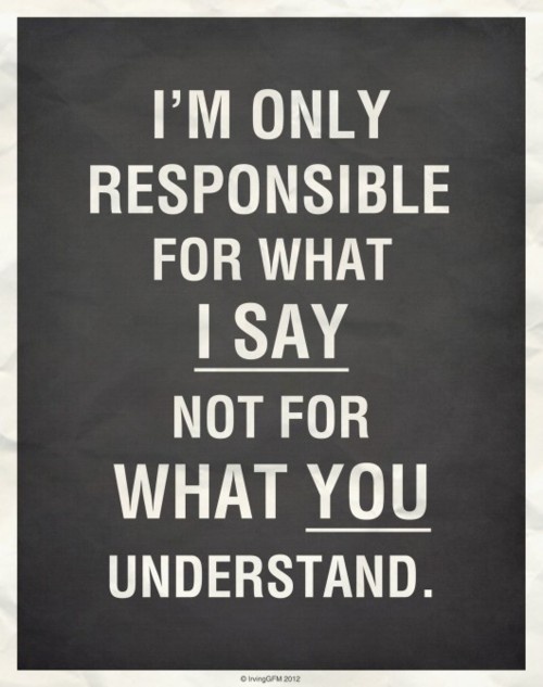 I'm Only Responsible For What I Say Not For What You Understand