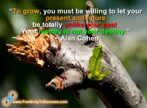 “To grow, you must be willing to let your present and future be totally unlike your past. Your history is not your destiny.” ~ Alan Cohen