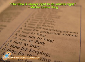 "The time is always right to do what is right." ~ Martin Luther King